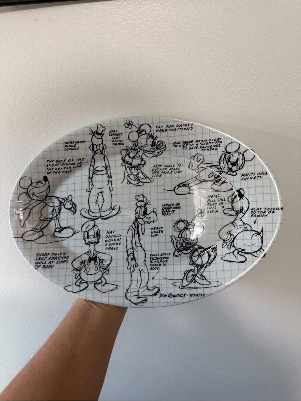 Disney Sketch-Style Oval Serving Platter — Black on White